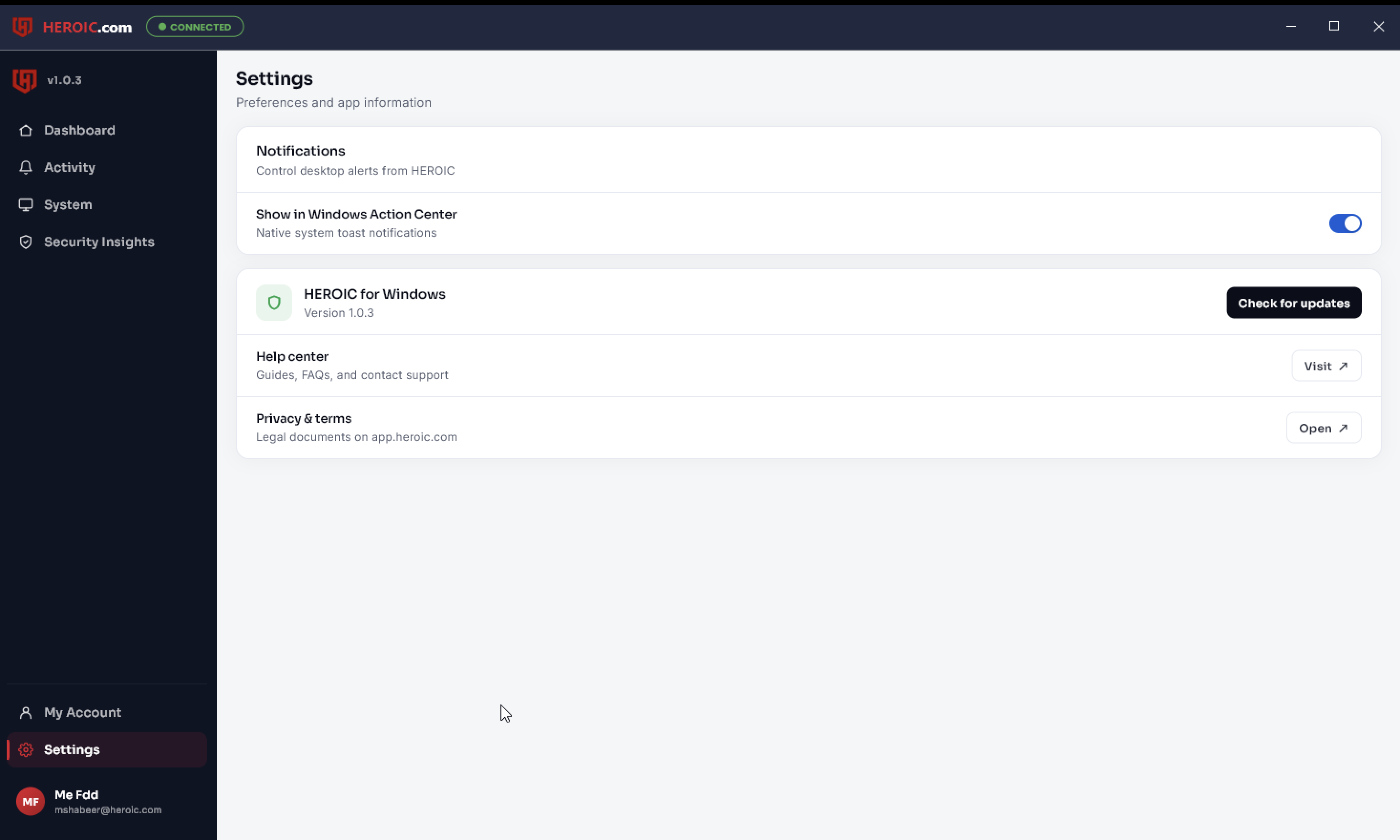 HEROIC desktop settings screen