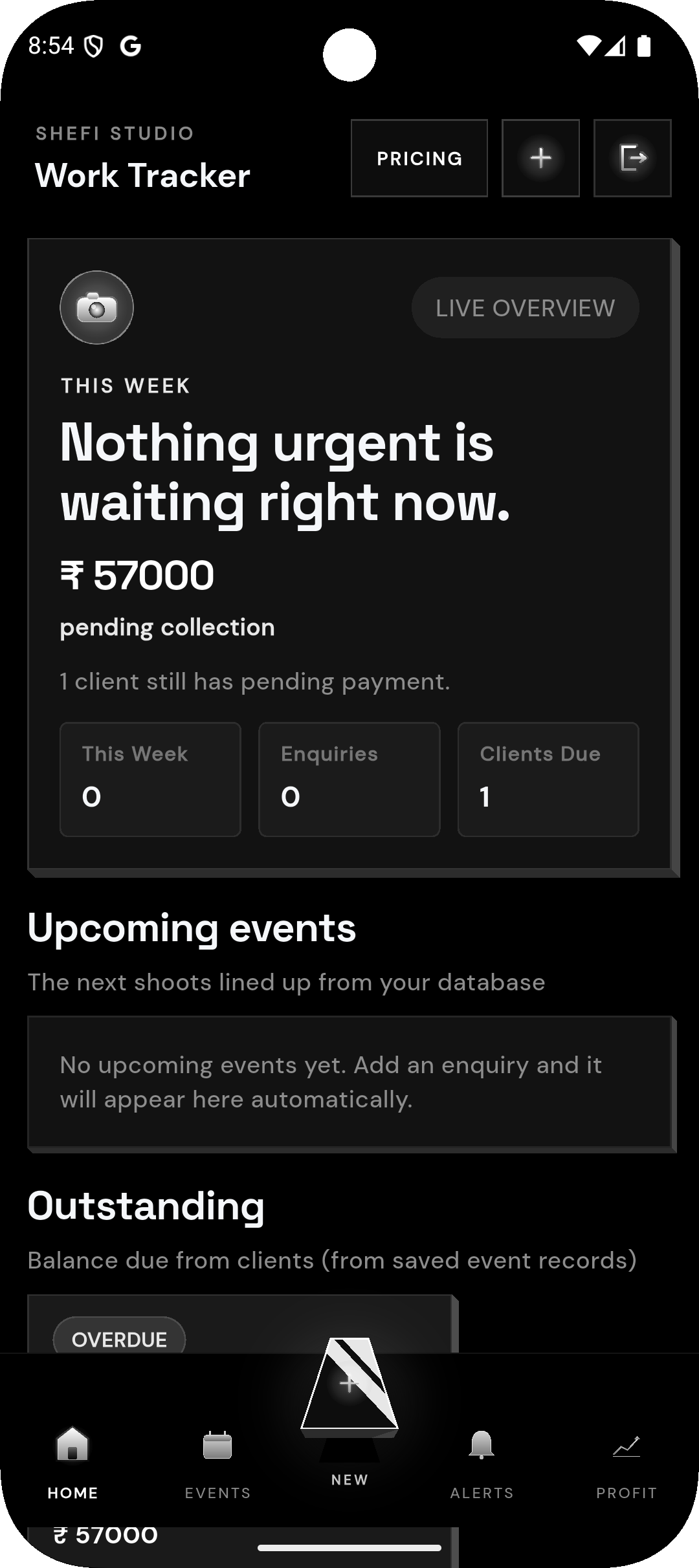 Work Tracker dashboard